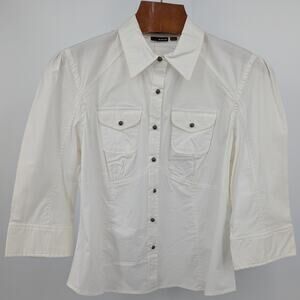 VTG NWT A.N.A Long Sleeve White Semi-Sheer Button Down Shirt Size XL